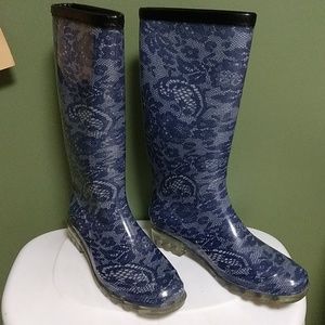 Blue Paisley rain boots ~ BootsieTootsies